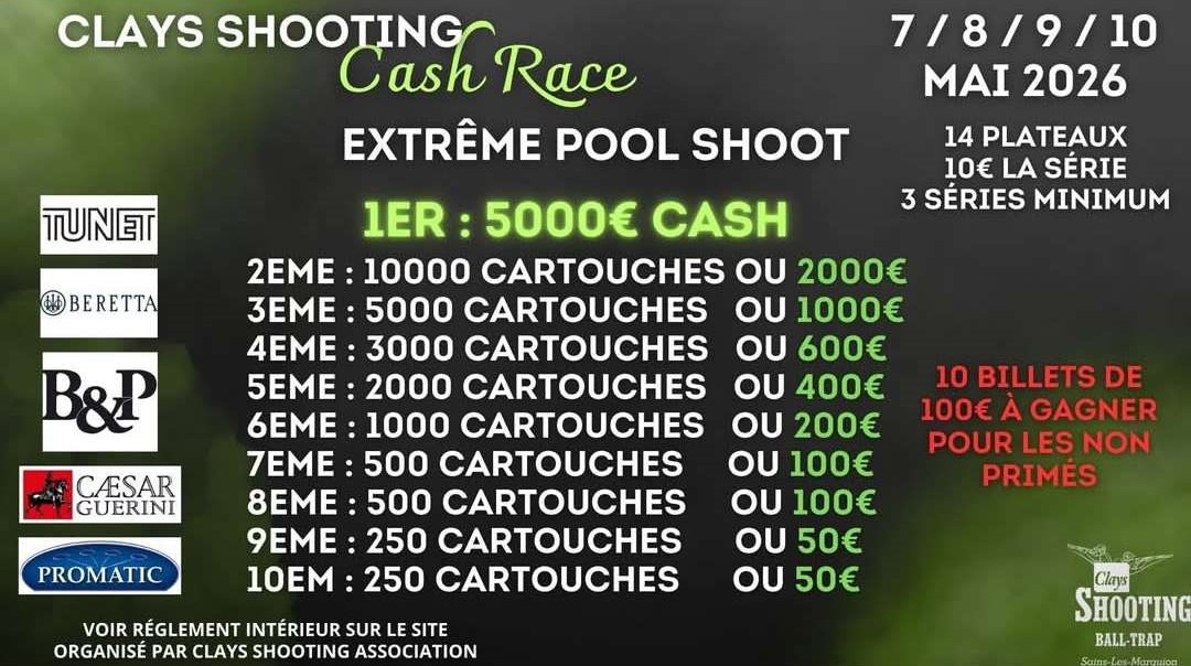 Clays Shooting Cash Race 9-10 May